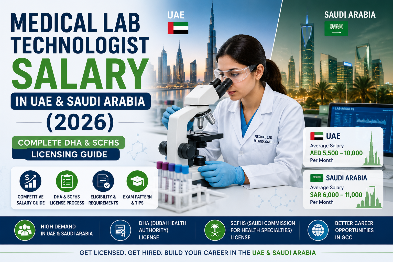 Medical Lab Technologist salary UAE Saudi Arabia 2026 infographic
